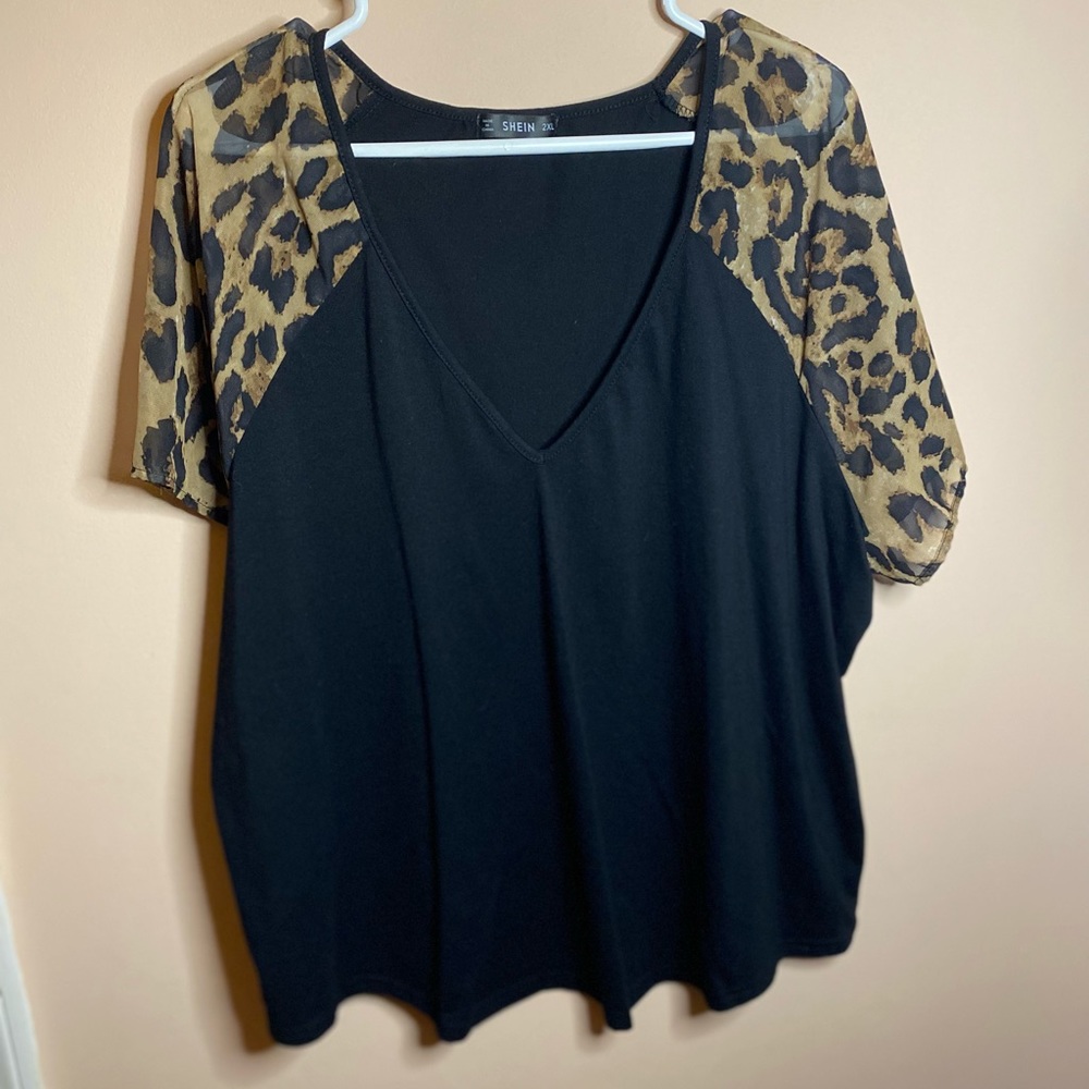 SHEIN black and cheetah print top